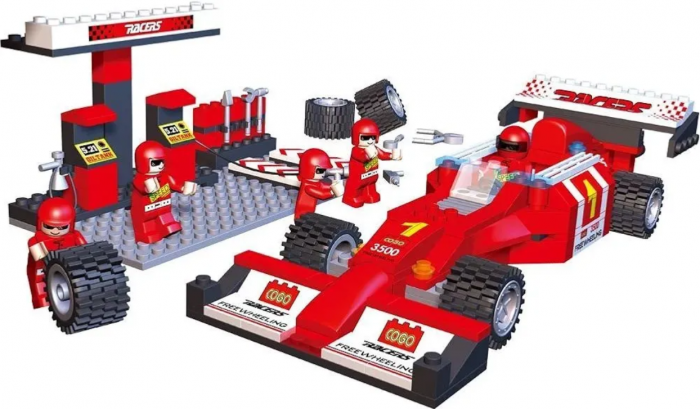 Blocuri de constructie, Statie de alimentare masina Formula 1 Cogo, 218piese, +6ani [3]