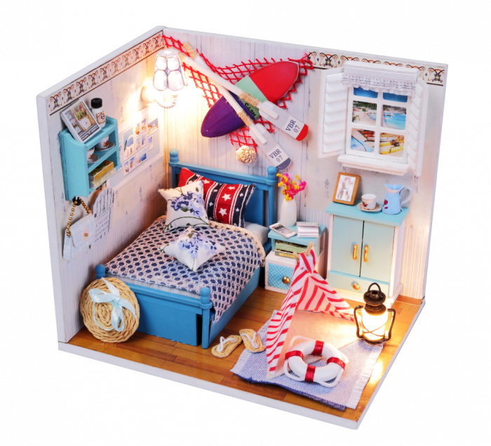 Casa in miniatrura 3D , Camera lui Brandon , DIY, 14.6x10.5x12.2 cm [3]