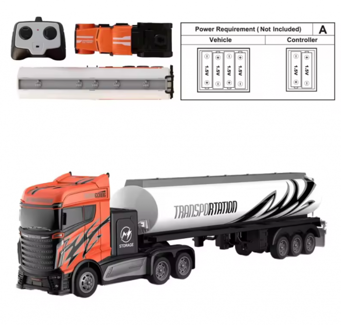Camion semiremorca Cisterna cu telecomanda, incarcare USB, acumulator inclus, 45x7x10cm [3]