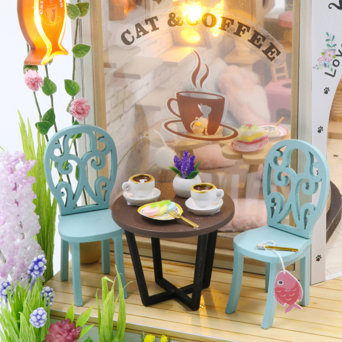 Casa in miniatura 3D, Cat Cafe Garden, DIY, 23.5x19x16.5 cm [7]