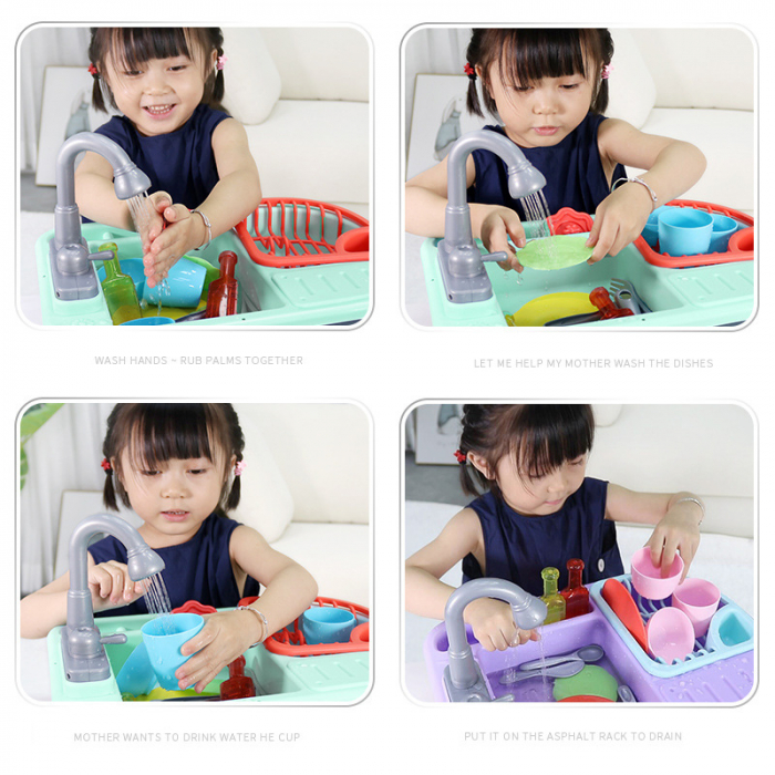 Chiuveta de jucarie cu pompa de apa + accesorii, 40x26x33 cm [3]