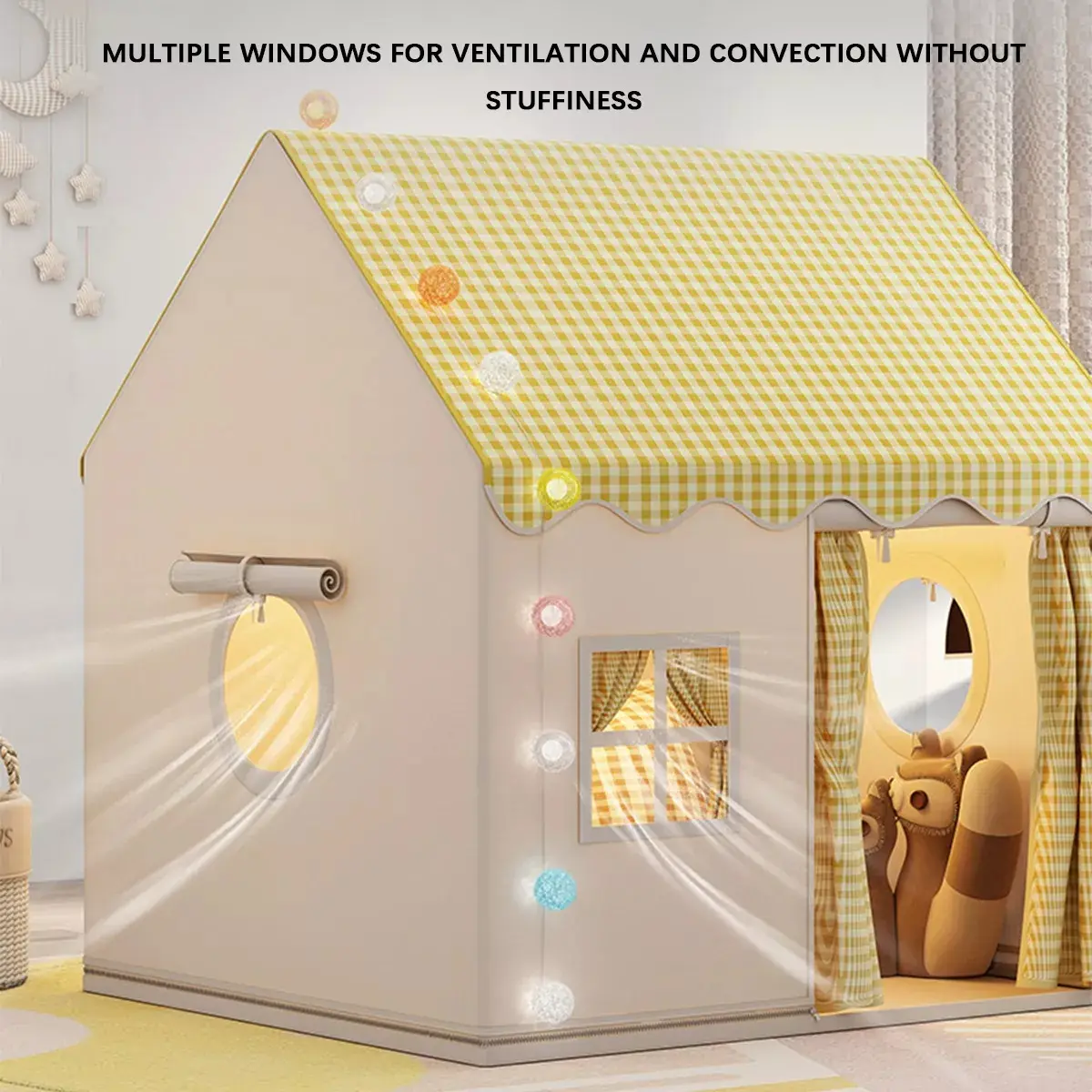 Cort de Joaca pentru Copii, Casuta Textila Pliabila, Interior/Exterior, 120x105x128cm [6]