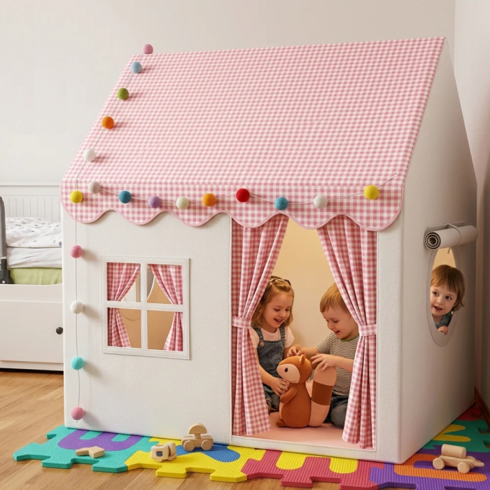 Cort de Joaca pentru Copii, Casuta Textila Pliabila, Interior/Exterior, 120x105x128cm [5]
