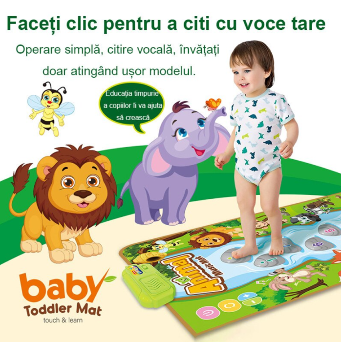 Covoras muzical interactiv copii,  melodii si sunete, taste numeric, 80x50cm [6]