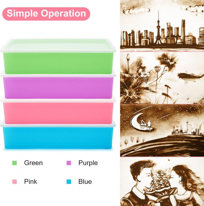 Cutie senzoriala luminoasa pentru desenat in nisip, pentru adulti si copii, lumini LED alimentate cu USB, 39x26.5x8 cm [7]