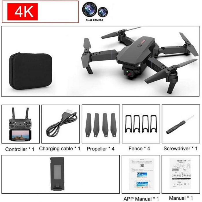 Drona W8-RC Pliabila, 2 camere, acumulator,geanta depozitare, WIFI, FPV, 29x23x5.5cm(deschisa) [10]