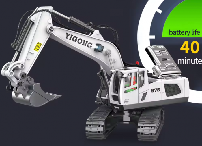 Excavator cu telecomanda, sunete si lumini LED, multiple functii si detalii bine definite, incarcare USB, acumulator inclus. 28x10.5x28cm [5]