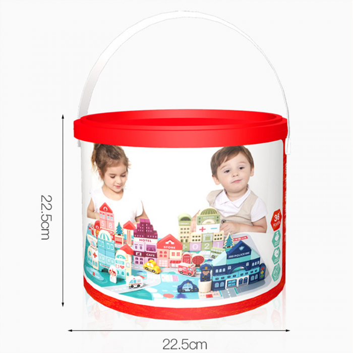 Galetusa cu 120 cuburi de construit din lemn, City Streetscape [2]