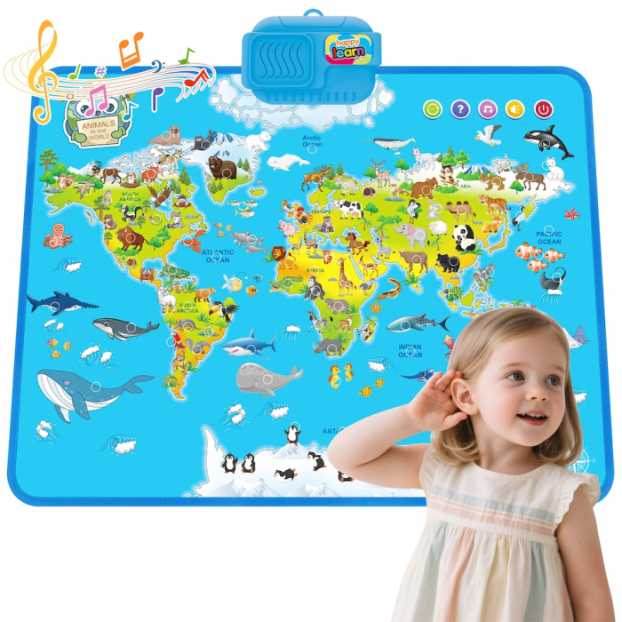 Harta audio interactiva Lumea Animalelor, jucarie educationala engleza, 56x41cm [3]