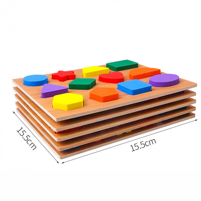 Puzzle incastru din lemn cu litere mici, litere mari, cifre, forme, cifre 1-20, 3D [5]