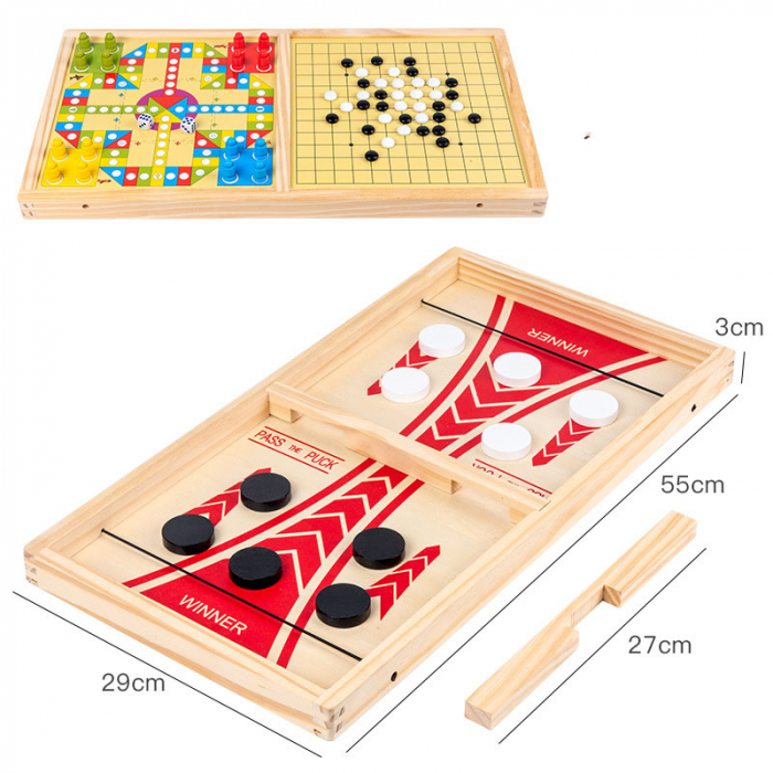 Joc de societate interactiv Karemi, 3 in 1, joc de puck, gobang, joc strategie [2]