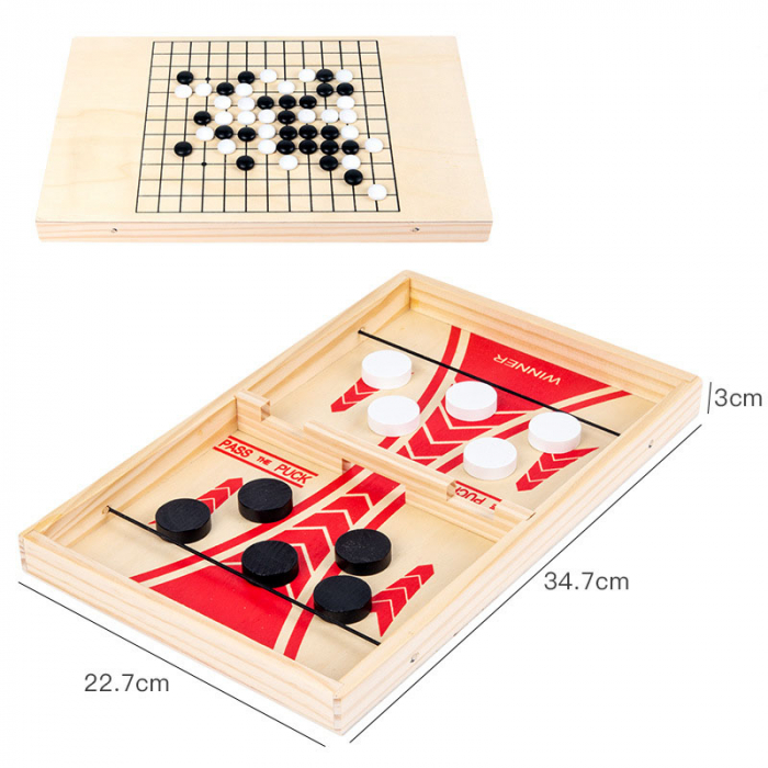 Joc de societate interactiv Karemi, 3 in 1, joc de puck, gobang, joc strategie [7]