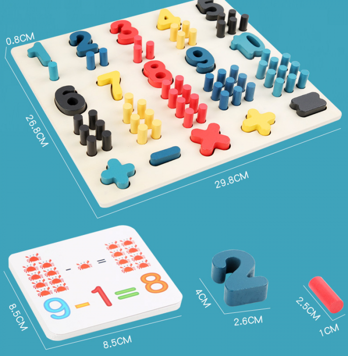 Joc Montessori Educativ Puzzle 3D Numere si cilindrii [6]