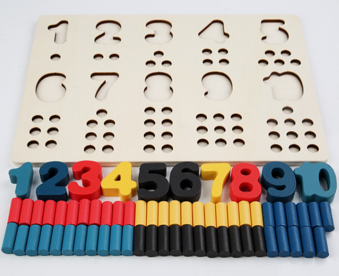 Joc Montessori Educativ Puzzle 3D Numere si cilindrii [2]