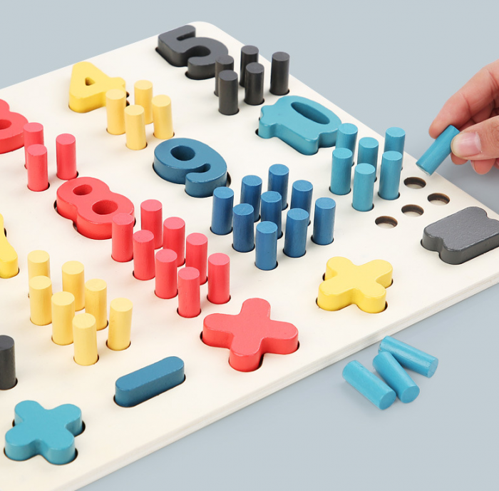 Joc Montessori Educativ Puzzle 3D Numere si cilindrii [4]