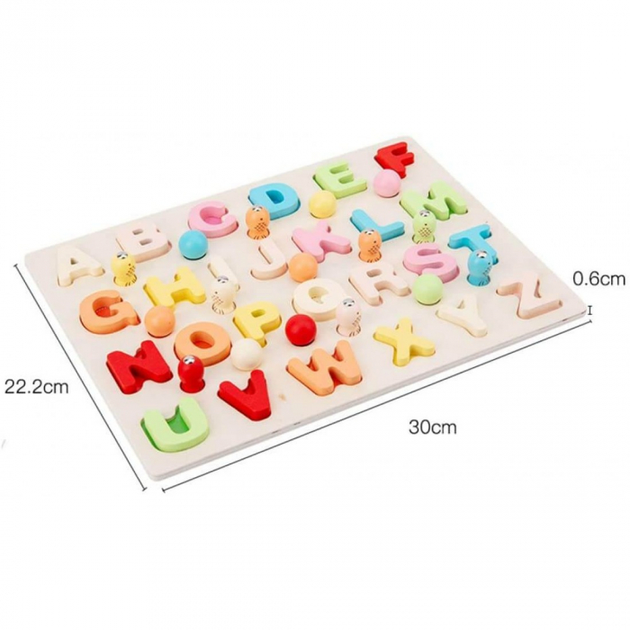 Joc din lemn 3 in 1 Alfabet/ Cifre Fishing Bead Montessori [7]