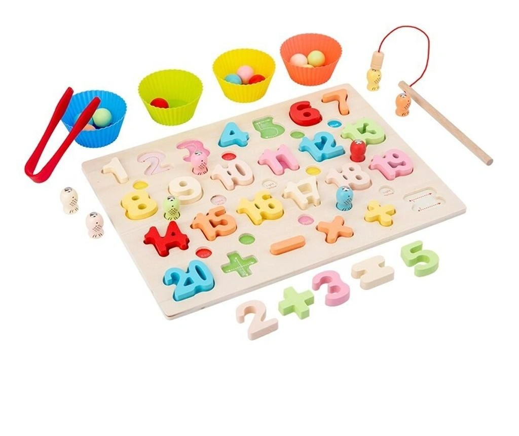 Joc din lemn 3 in 1 Alfabet/ Cifre Fishing Bead Montessori [5]