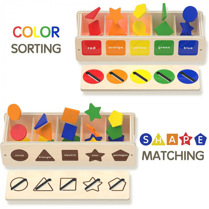 Jucarie educationala sortare,asociere culori si forme, 39 piese, 29 x 7.5 x 9.5 cm [4]
