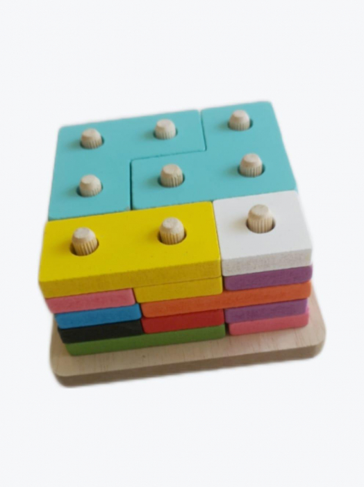 Jucarie educativa sortator puzzle din lemn cu forme geometrice. Jucarii si jocuri montessori din lemn [1]