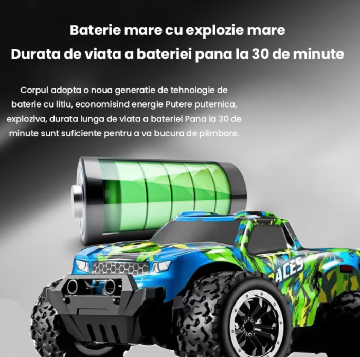 Masina Monster Truck Off-Road, 20km/h High Speed, Scara 1:20, 19x13.5x8.5 cm [6]