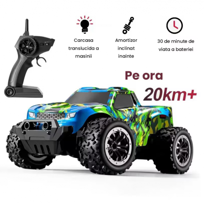 Masina Monster Truck Off-Road, 20km/h High Speed, Scara 1:20, 19x13.5x8.5 cm [5]