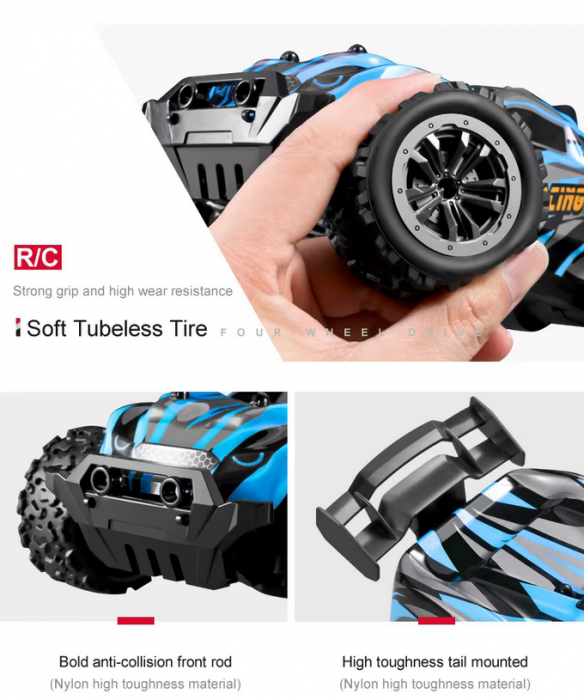Masina Monster Truck Off-Road, 20km/h High Speed, Scara 1:20, 19x13.5x8.5 cm [4]