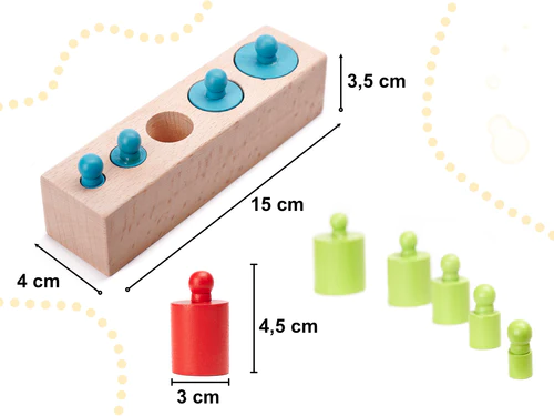 Jucarii Montessori Cilindrii din lemn colorati 4 seturi [4]