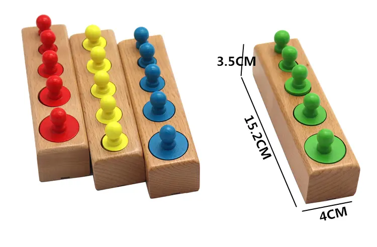 Jucarii Montessori Cilindrii din lemn colorati 4 seturi [3]