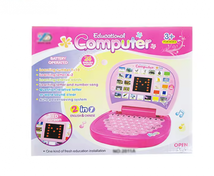 Laptop educational pentru copii cu afisaj LED in limba Engleza, invatarea literelor, cifrelor, animalelor, 17x13x16 cm [2]