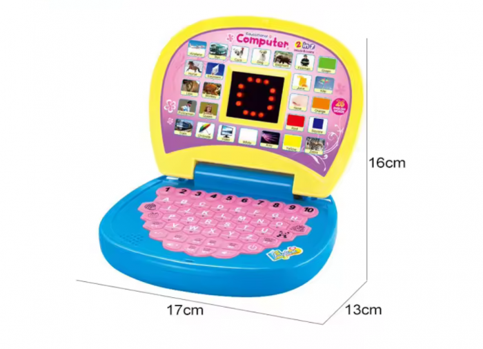 Laptop educational pentru copii cu afisaj LED in limba Engleza, invatarea literelor, cifrelor, animalelor, 17x13x16 cm [5]