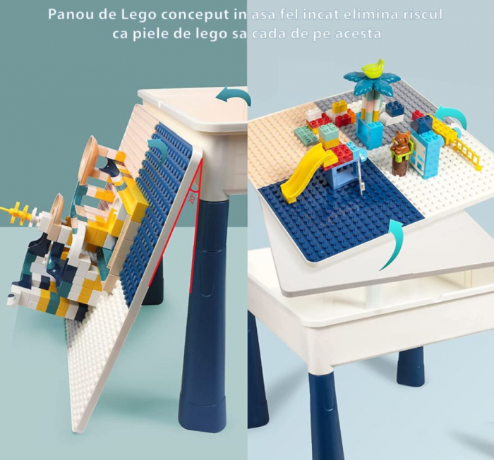 Masa activitati tip lego duplo pentru copii ,1 scaunel, 102 piese si 2 cutii depozitare,ajustabila,37.5 x 24.5 x 37.5 cm [6]