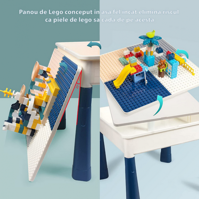 Masa activitati tip lego duplo pentru copii ,1 scaunel, 102 piese si 2 cutii depozitare,ajustabila,37.5 x 24.5 x 37.5 cm [8]