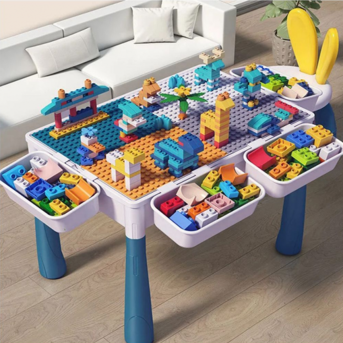 Masa activitati tip lego duplo pentru copii ,1 scaunel, 102 piese si 2 cutii depozitare,ajustabila,37.5 x 24.5 x 37.5 cm [5]