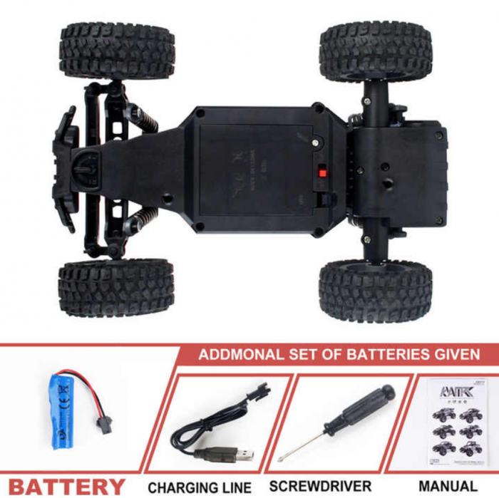Masina cu telecomanda Buggy off-road cu lumini LED, incarcare USB, acumulator inclus 3.7V, 21x15x6 cm [4]