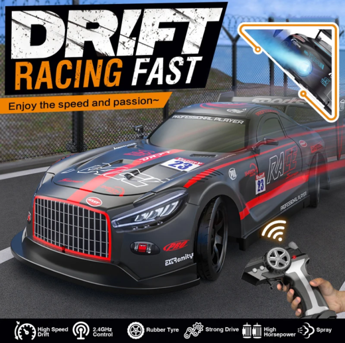 Masina cu telecomanda Drift , lumini, efect de fum (abur), incarcare USB, acumulator inclus 3.7V, 28x12.5x7.7cm [5]