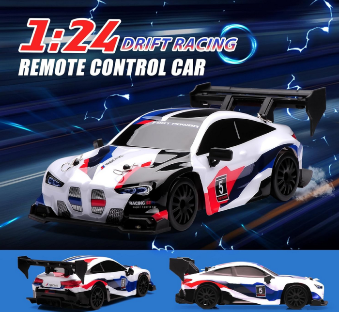 Masina Drift High Speed, lumini LED, 2 seturi de Anvelope, pentru Copii +8 ani si Adulti , acumulator inclus 26x13x12cm [8]