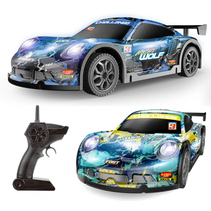 Masina cu telecomanda  Drift Racing Car, corp luminos, roti rezerva, incarcare USB, acumulator inclus 3.7V [5]