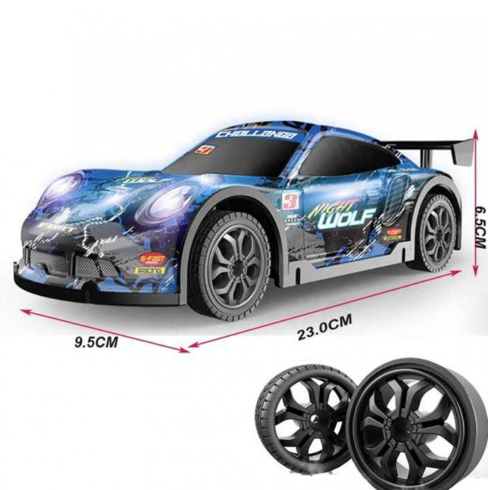 Masina cu telecomanda  Drift Racing Car, corp luminos, roti rezerva, incarcare USB, acumulator inclus 3.7V [1]