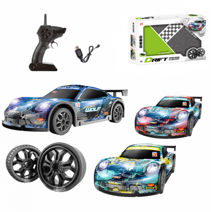 Masina cu telecomanda  Drift Racing Car, corp luminos, roti rezerva, incarcare USB, acumulator inclus 3.7V [8]