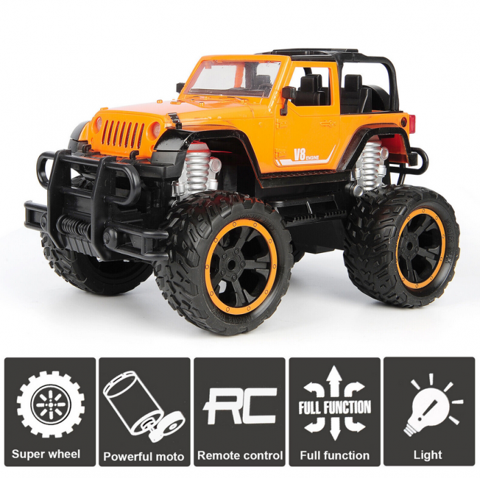 Masina Mega Truck OFF ROAD cu telecomanda, lumini LED, incarcare USB, acumulator inclus,  26x9x15 cm [6]