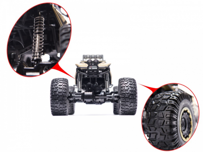 Masina Monster Rock Crawler cu telecomanda si lumini , Scala 1:8, BIG 50 cm, incarcare USB, acumulator, 50x29x26cm [4]