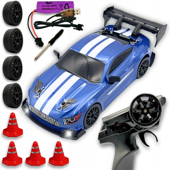 Masina RC Drift 4x4, incarcare USB, acumulator inclus 3.7V, 18,5x8,3x6cm, Albastra [2]