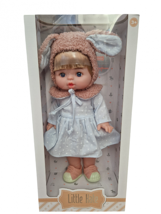 Papusa Little Kate cu caciula, guler, rochie, si incaltari detasabile, 38 cm [3]