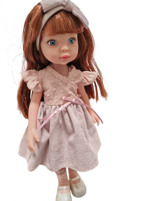 Papusa Little Milly cu bentita, rochie, un set de pijamale si incaltari detasabile, 33 cm [6]