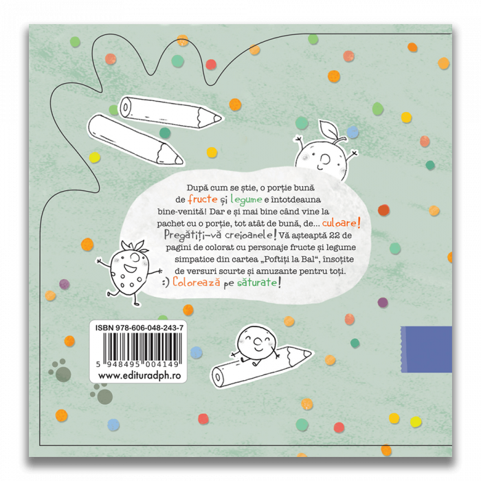 Portia de culoare: Fructe si legume - Carte de colorat cu rime [2]