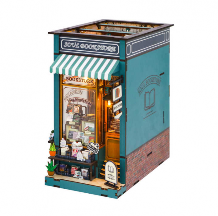 Puzzle 3D, Casa de papusi in miniatura DIY, Bookstore, 32x21x5.5cm [6]