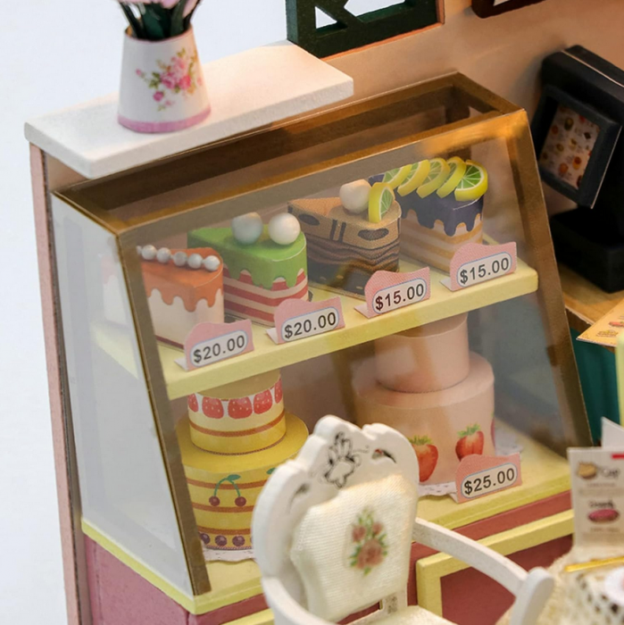 Puzzle 3D, Casa de papusi in miniatura DIY, Sweet Cake Station, 15.8x10x10cm [4]