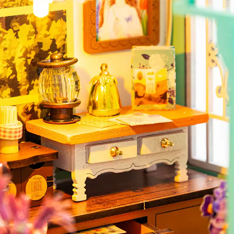 Puzzle 3D, Casa de papusi in miniatura DIY, Alice Garden cu LED si NFC, 16 x 14,5 x 16,5 cm [7]