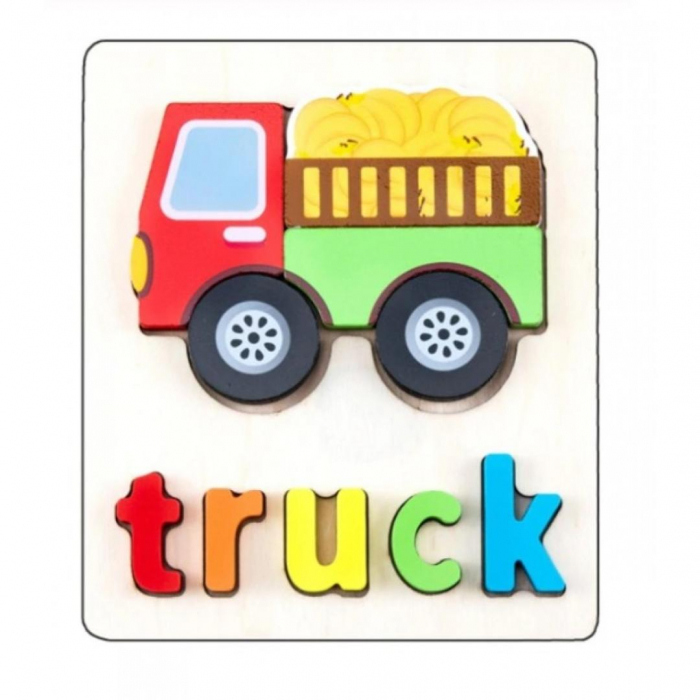 Puzzle din lemn 3D Montessori cu animale,vehicule si litere [3]