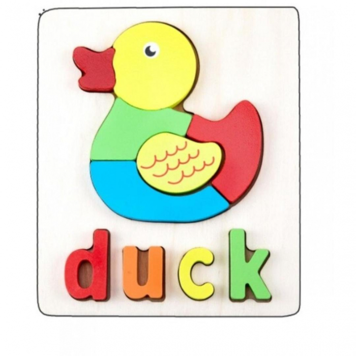 Puzzle din lemn 3D Montessori cu animale,vehicule si litere [6]